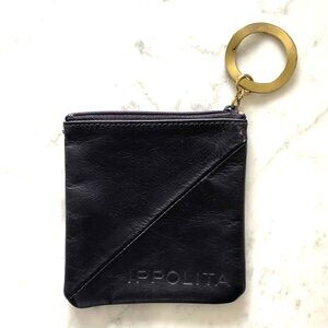 Ippolita Black Leather Pouch with Gold Keyring